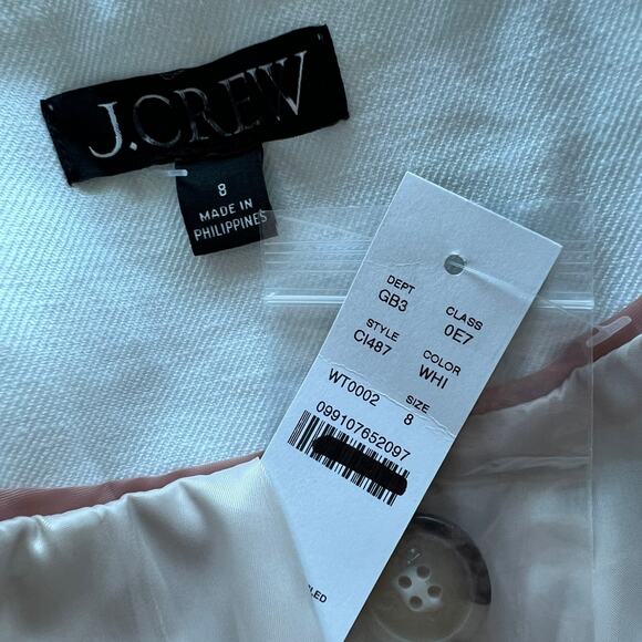 J Crew Alexandra Blazer In Stretch Linen Blend Womens Size 8 White - Picture 2 of 16